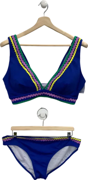 Boden Blue Ric Rac Trim Bikini Set UK 18