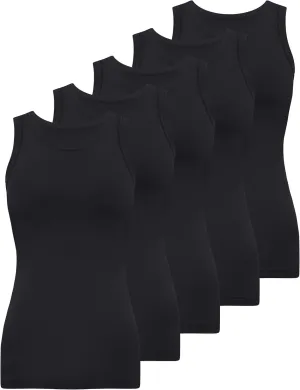 BQTQ 5 Pack Womens Crewneck Tank Tops High Neck Tank Tops Sleeveless Slim Fit Basic Tanks Top Ladies Undershirts