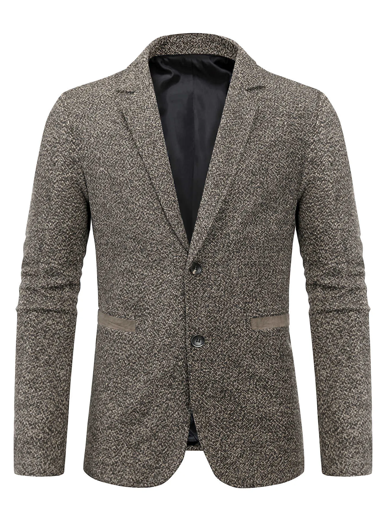 Brown Single Breasted Button Front Lapel Collar Blazer