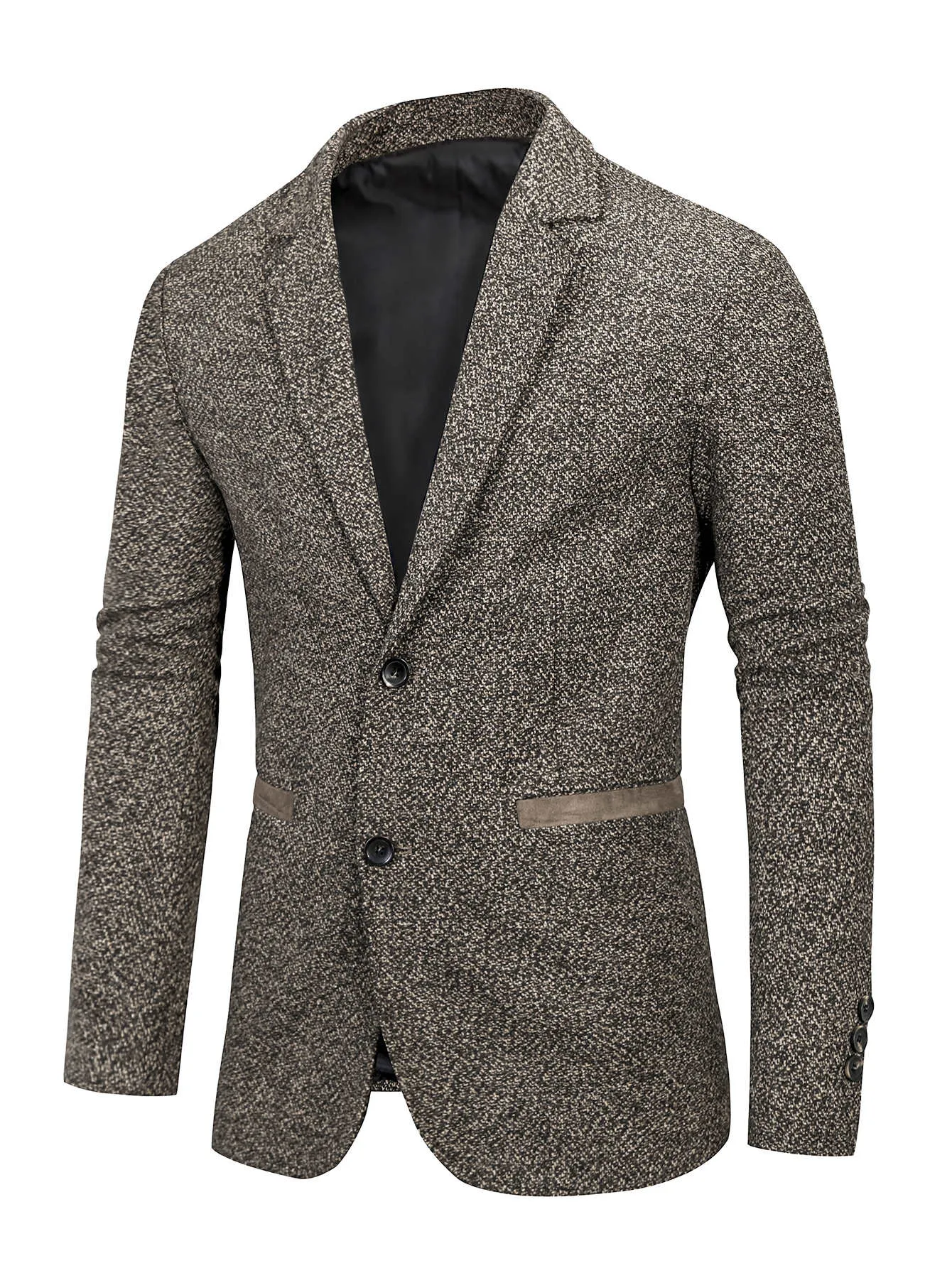 Brown Single Breasted Button Front Lapel Collar Blazer