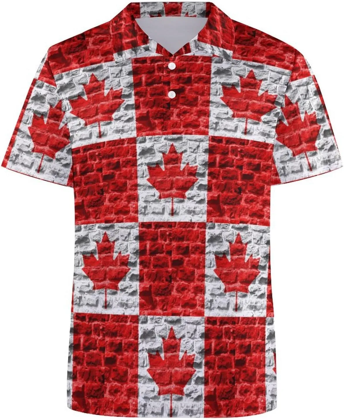 Canada Brick Flag Slim Fit Men's Short Sleeve Polo Shirts Quick-Dry Breathable Golf T-Shirt Tops