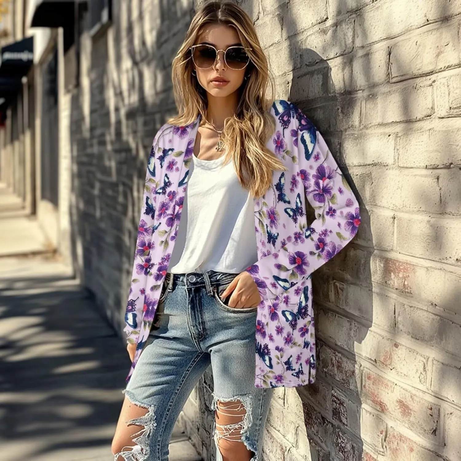 Cardigan Sweaters for Women Long Sleeve Cardigan Soft Drape Open Front Fall Dusters V-Neck Jackets Dressy Loose Coat