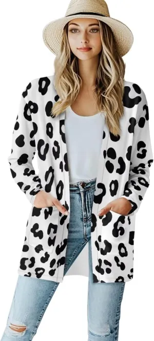 Cardigan Sweaters for Women Long Sleeve Cardigan Soft Drape Open Front Fall Dusters V-Neck Jackets Dressy Loose Coat