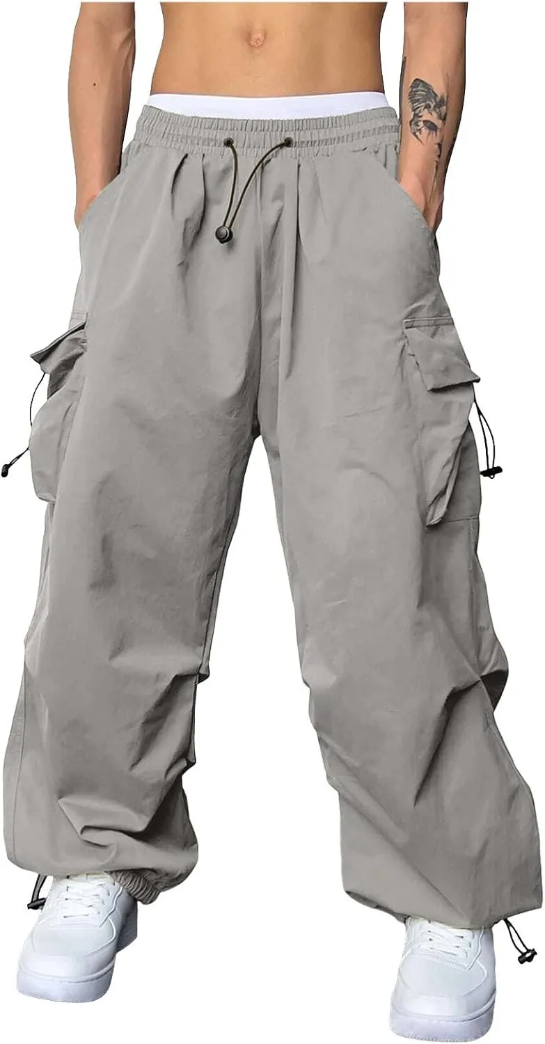 Cargo Combat Pant for Men Casual Work Pant Elastic Waist Cotton Joggers Multi Pockets