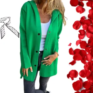 Casual Single Breasted Hooded Jacket,Trench Coat for Women 2024, Long Sleeve Lapel Button Up Long Coats for Women