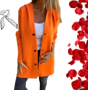 Casual Single Breasted Hooded Jacket,Trench Coat for Women 2024, Long Sleeve Lapel Button Up Long Coats for Women