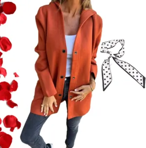 Casual Single Breasted Hooded Jacket,Trench Coat for Women 2024, Long Sleeve Lapel Button Up Long Coats for Women