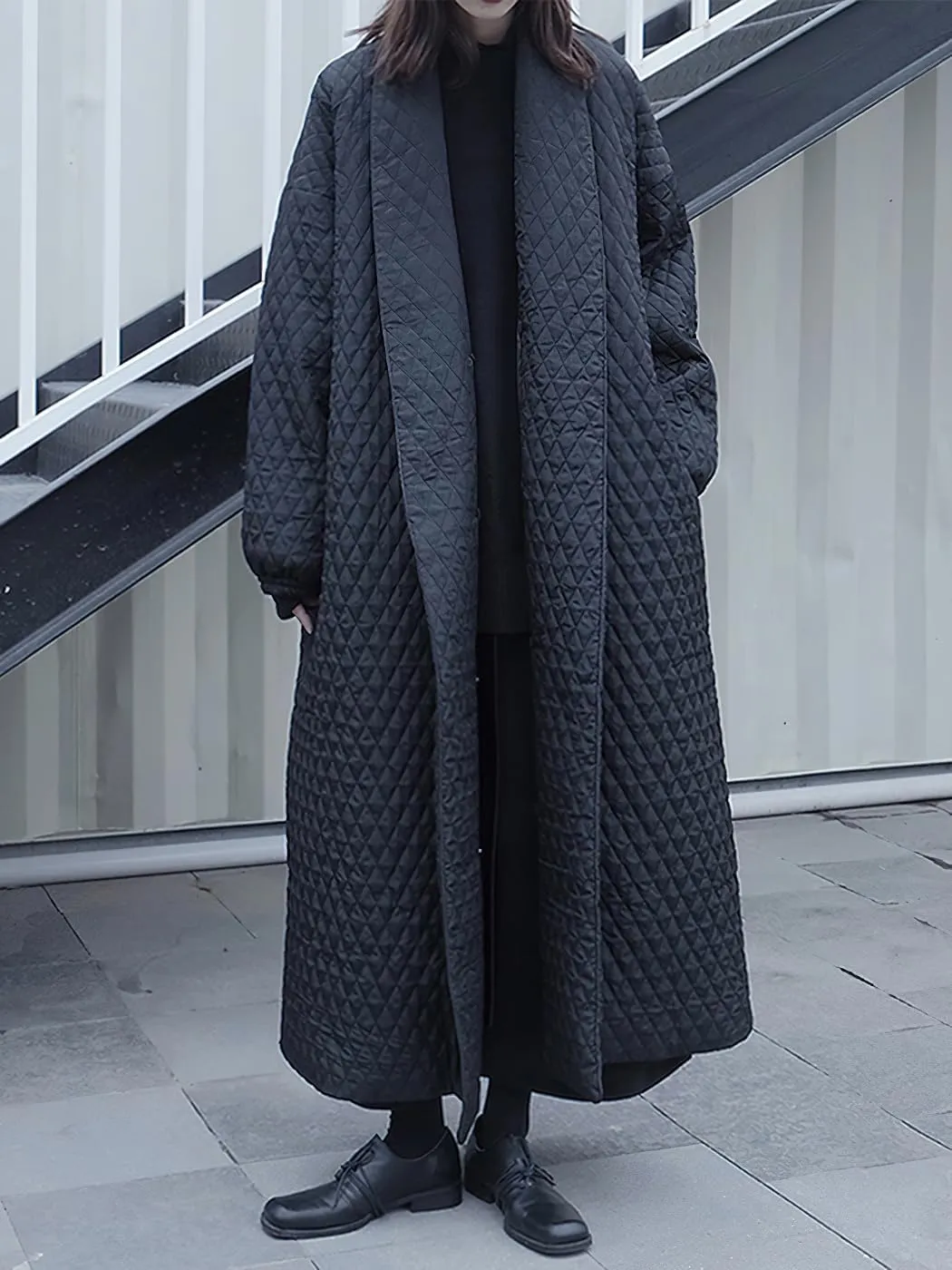 chouyatou Women's Winter Warm Trench Coat Down Cotton Puffer Jacket Padded Quilted Down Long Overcoat