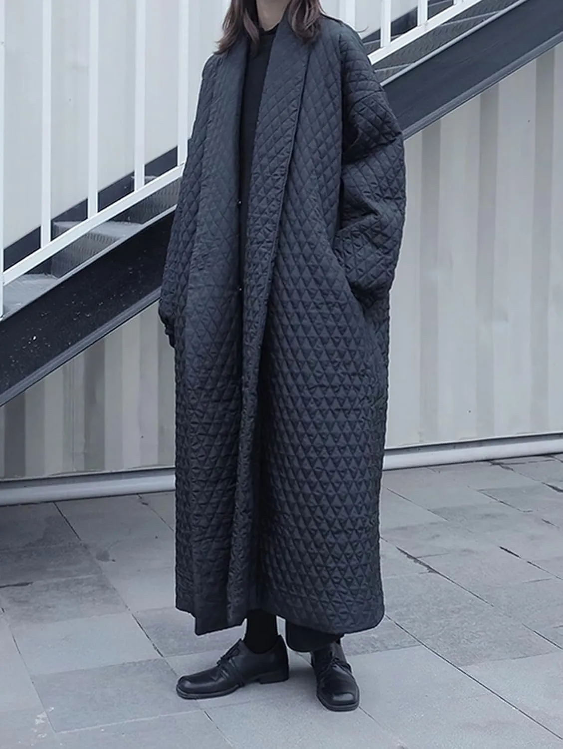 chouyatou Women's Winter Warm Trench Coat Down Cotton Puffer Jacket Padded Quilted Down Long Overcoat
