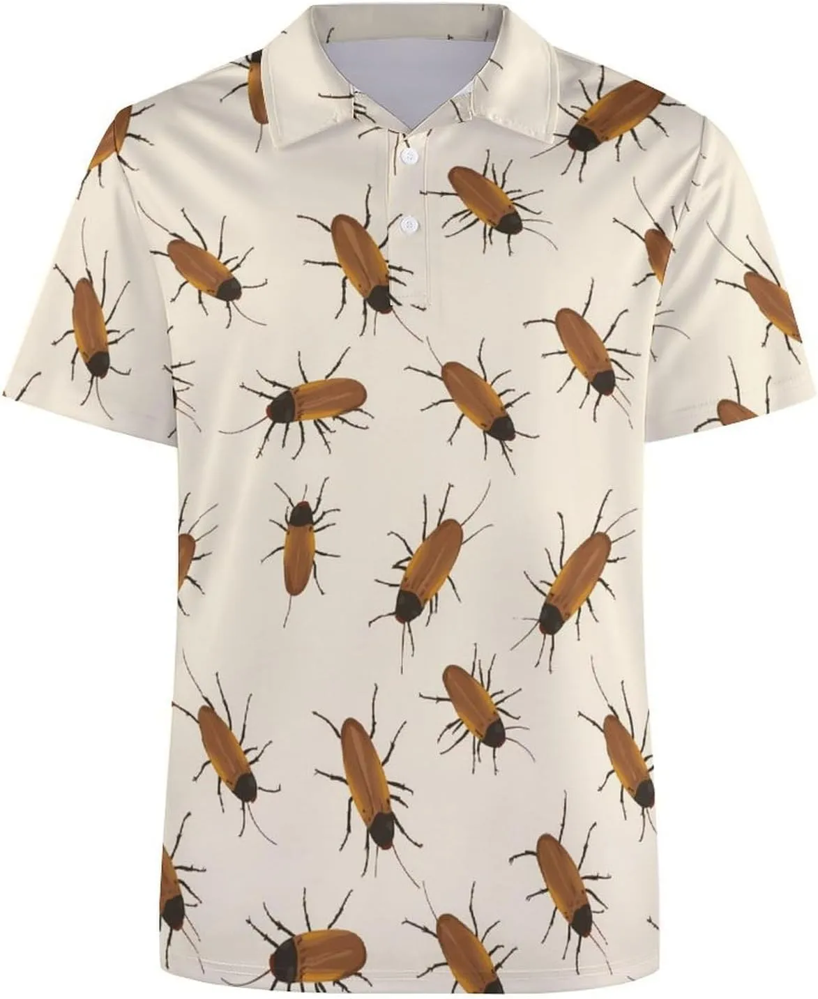 Cockroaches Pattern Slim Fit Men's Short Sleeve Polo Shirts Quick-Dry Breathable Golf T-Shirt Tops