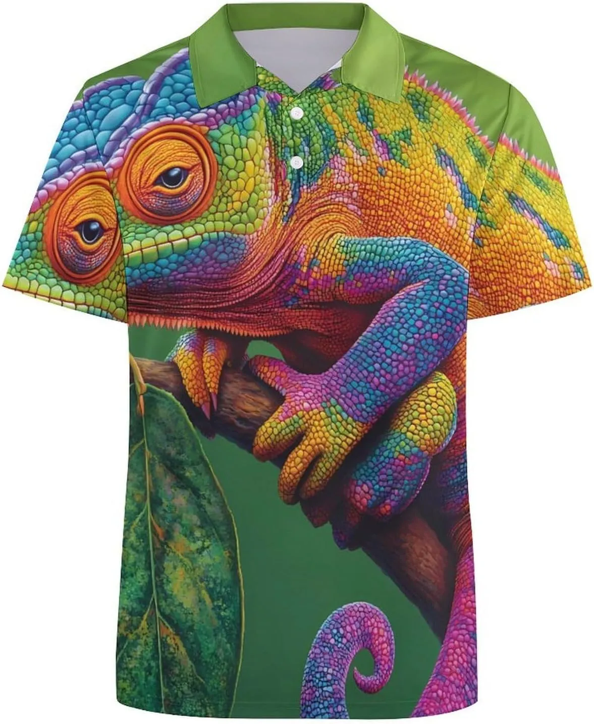 Colorful Rainbow Chameleon Slim Fit Men's Short Sleeve Polo Shirts Quick-Dry Breathable Golf T-Shirt Tops
