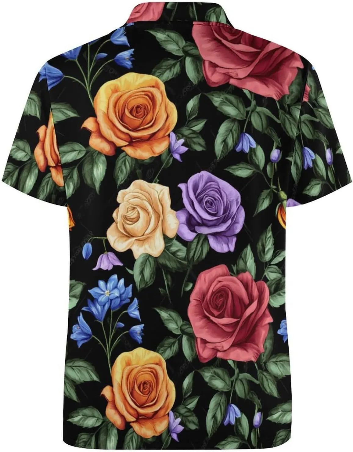 Colorful Rose Flowers Slim Fit Men's Short Sleeve Polo Shirts Quick-Dry Breathable Golf T-Shirt Tops