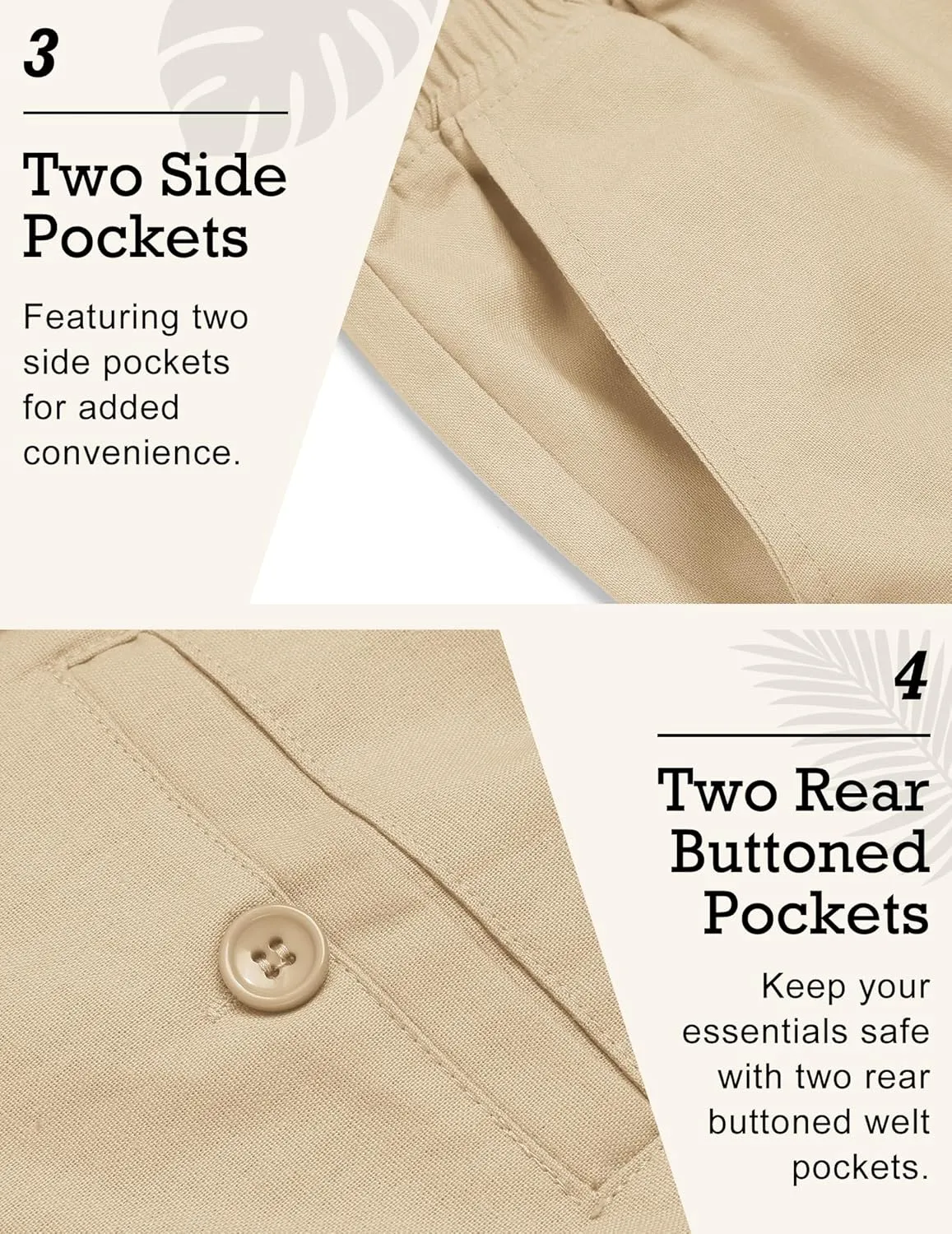 COOFANDY Men's Casual Linen Pants Elastic Waist Drawstring Beach Summer Pants Lightweight Linen Trousers