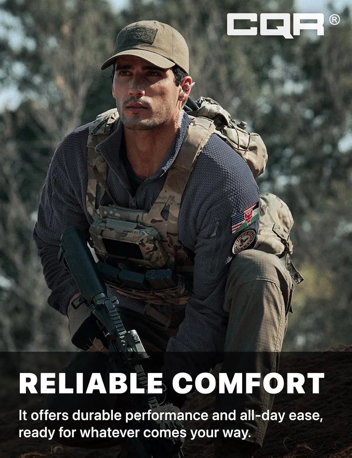 CQR Men's Full-Zip Tactical Jacket, Soft Warm Military Winter Fleece Jackets, Outdoor Coats with Zipper Pockets