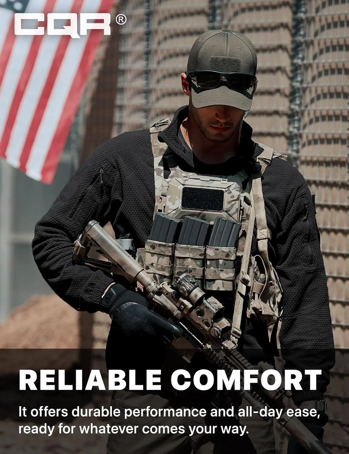 CQR Men's Full-Zip Tactical Jacket, Soft Warm Military Winter Fleece Jackets, Outdoor Coats with Zipper Pockets
