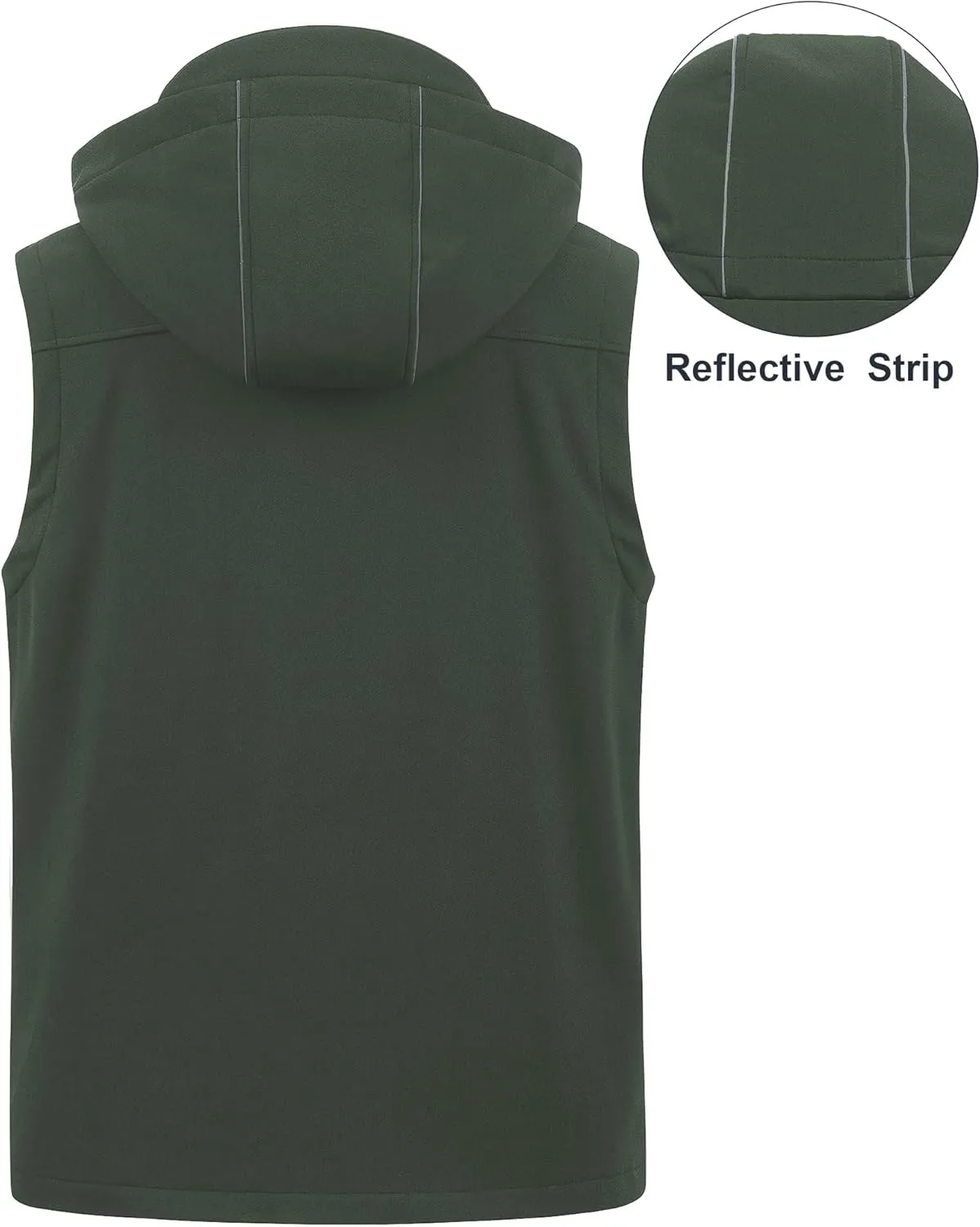 CREATMO US Men's Casual Lightweight Warm Thin Outerwear Vest Windbreaker Sleeveless Jacket With Removable Hood