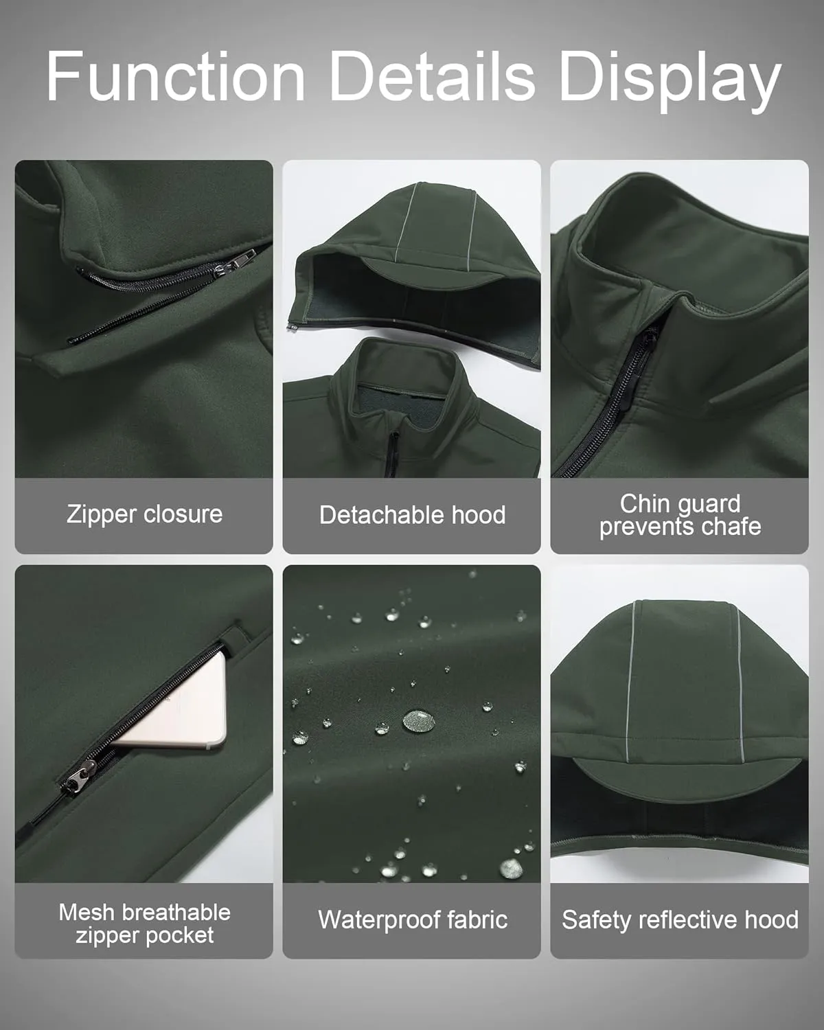CREATMO US Men's Casual Lightweight Warm Thin Outerwear Vest Windbreaker Sleeveless Jacket With Removable Hood