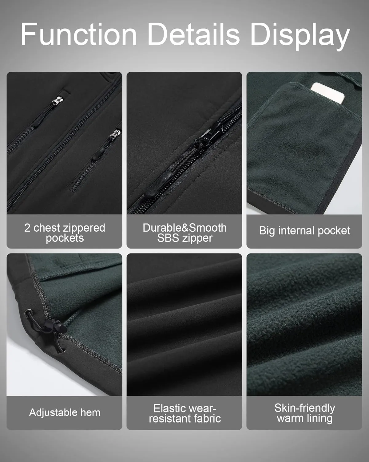 CREATMO US Men's Casual Lightweight Warm Thin Outerwear Vest Windbreaker Sleeveless Jacket With Removable Hood