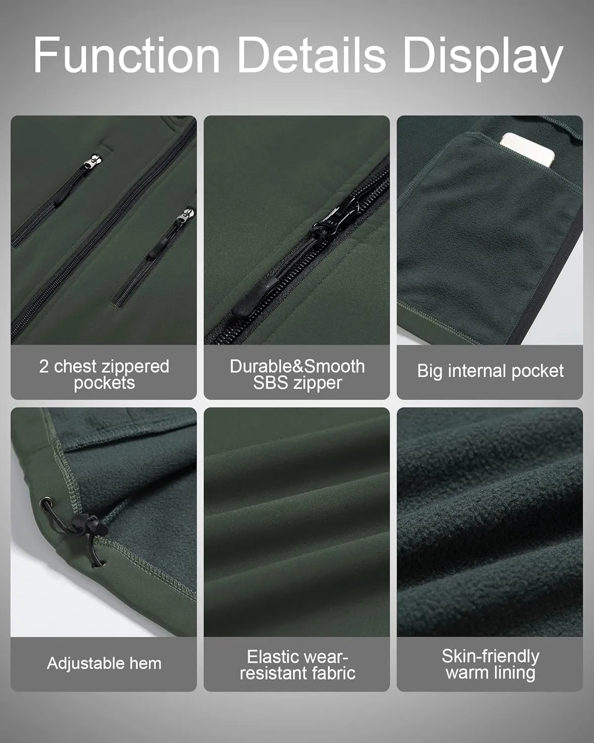 CREATMO US Men's Casual Lightweight Warm Thin Outerwear Vest Windbreaker Sleeveless Jacket With Removable Hood