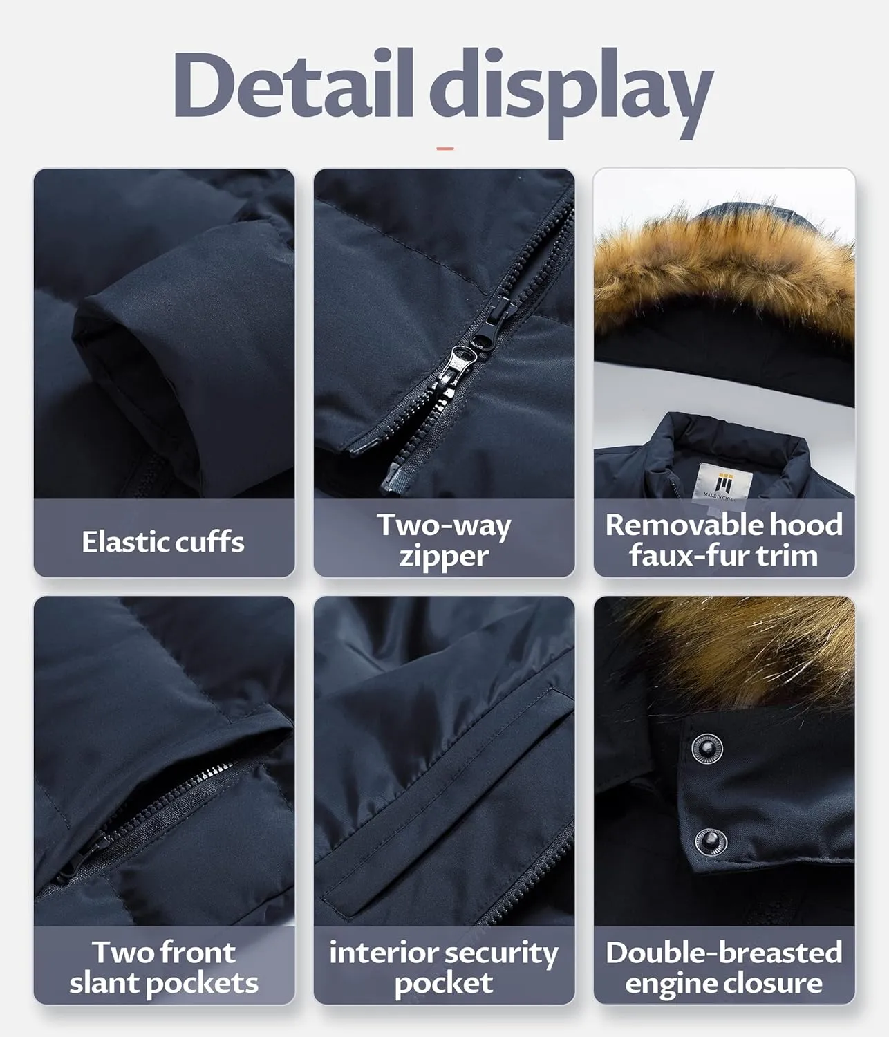 CREATMO US Women's Long Winter Faux Fur Coat Puffer Warm Jacket with Detachable Hood