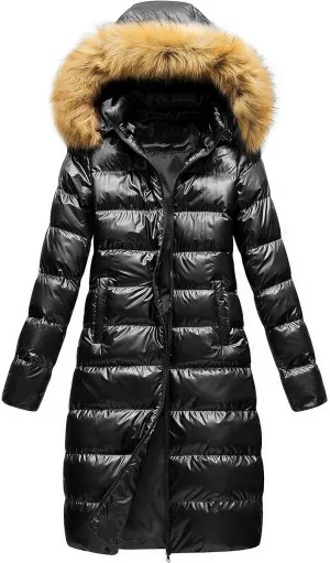 CREATMO US Women's Long Winter Faux Fur Coat Puffer Warm Jacket with Detachable Hood