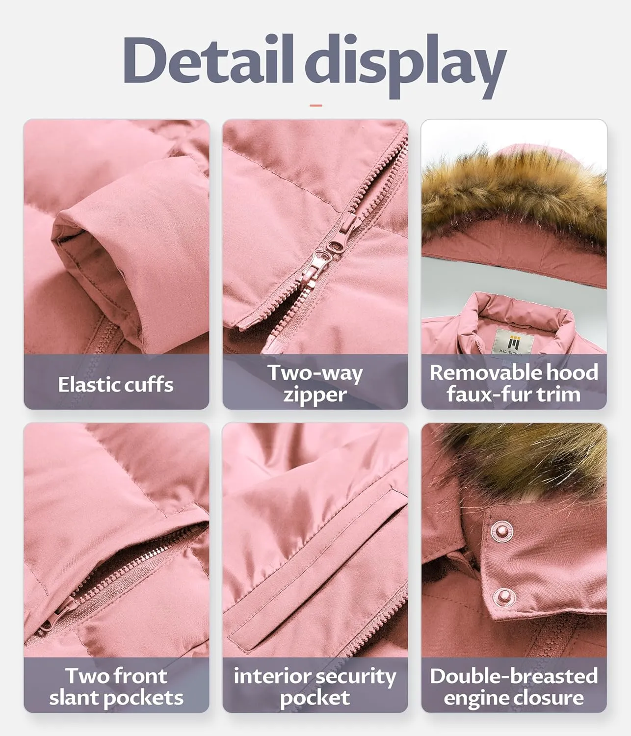 CREATMO US Women's Long Winter Faux Fur Coat Puffer Warm Jacket with Detachable Hood