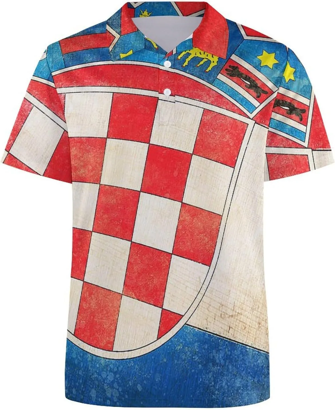 Croatia Flag Slim Fit Men's Short Sleeve Polo Shirts Quick-Dry Breathable Golf T-Shirt Tops