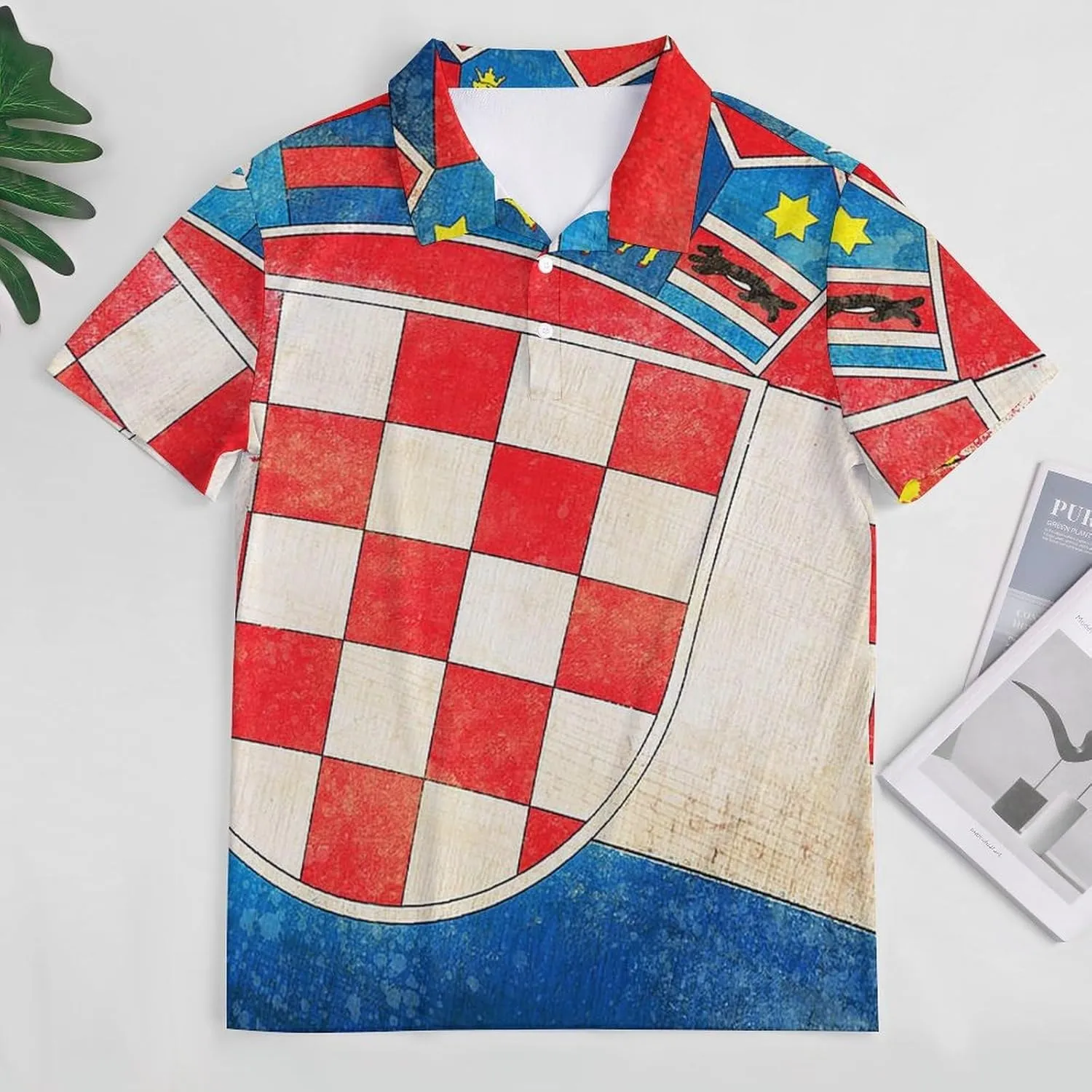 Croatia Flag Slim Fit Men's Short Sleeve Polo Shirts Quick-Dry Breathable Golf T-Shirt Tops