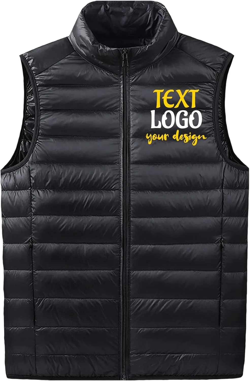 Custom Men's Lightweight Packable Insulated Puffer Vest Personalized Warm Down Sleeveless Jacket Outerwear