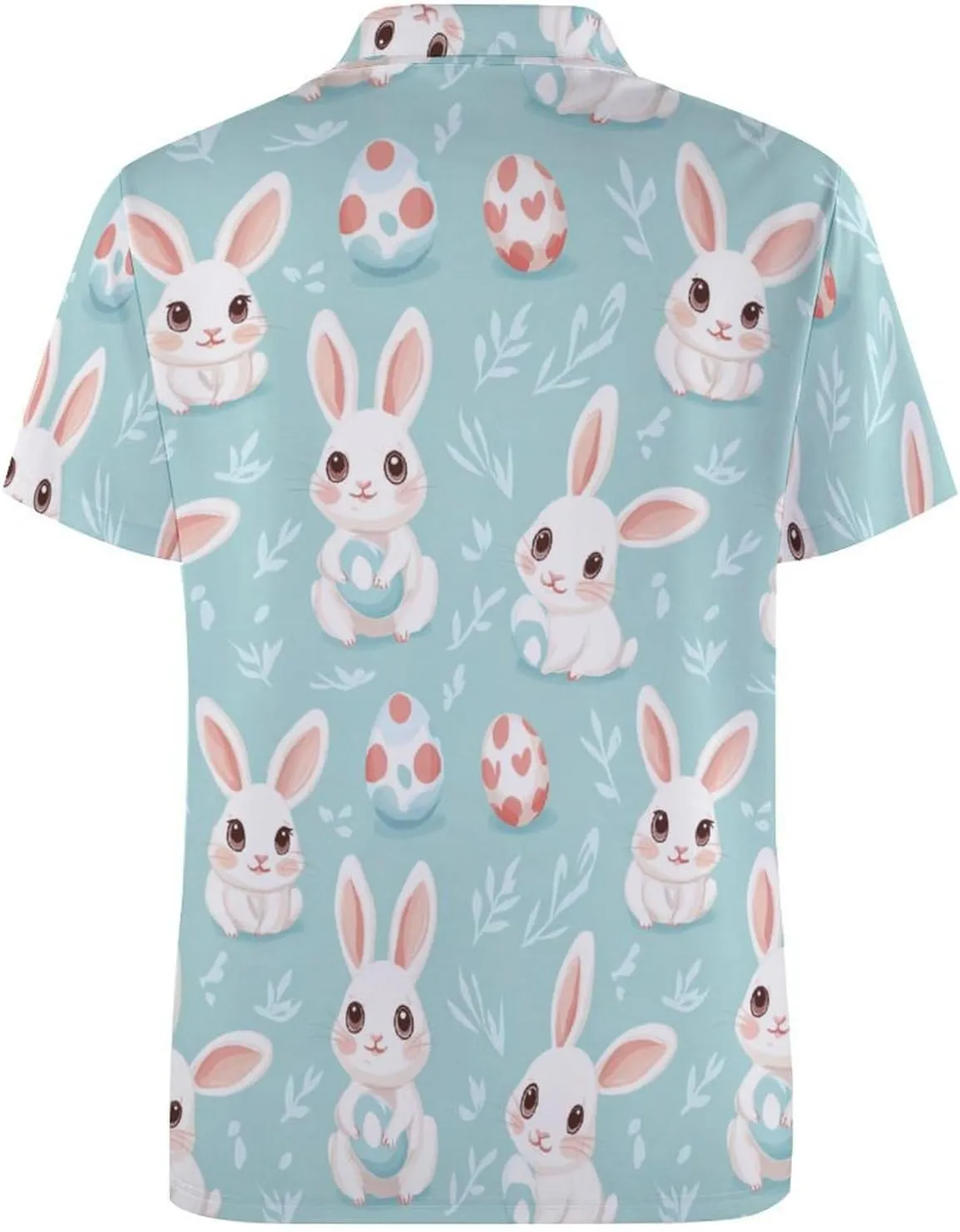 Cute Bunny Eggs Easter Slim Fit Men's Short Sleeve Polo Shirts Quick-Dry Breathable Golf T-Shirt Tops