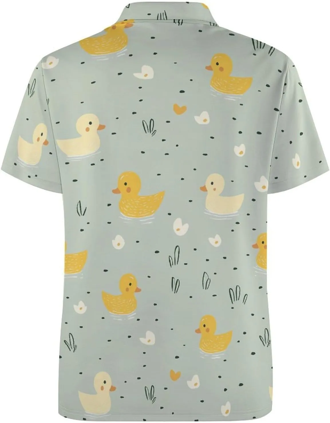 Cute Duck Pattern Slim Fit Men's Short Sleeve Polo Shirts Quick-Dry Breathable Golf T-Shirt Tops