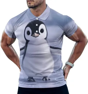 Cute Penguins Slim Fit Men's Short Sleeve Polo Shirts Quick-Dry Breathable Golf T-Shirt Tops