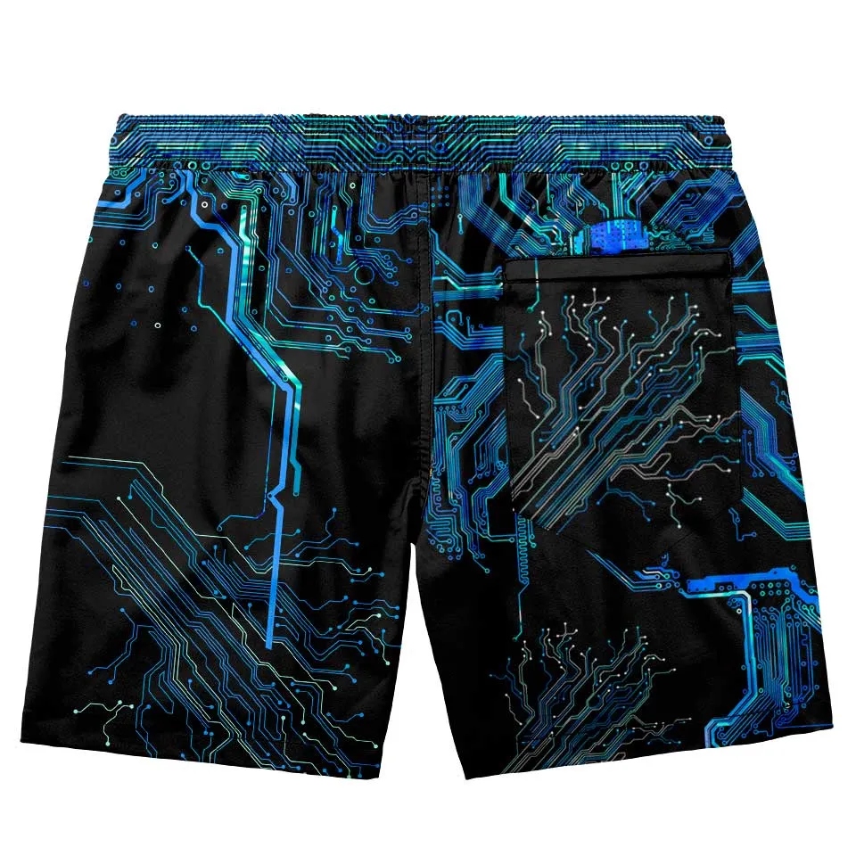 Cyber Skull Swim Trunks