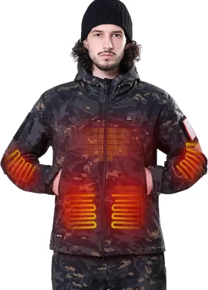DEWBU Heated Jacket for Men with 12V Battery Pack Winter Outdoor Soft Shell Electric Heating Coat