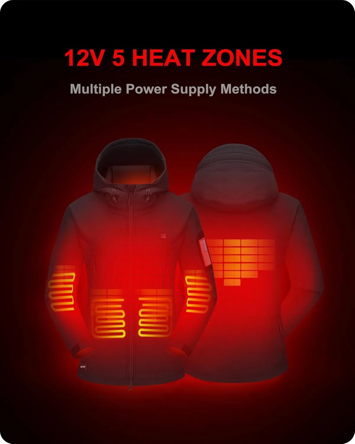 DEWBU Heated Jacket for Women with 12V Battery Pack Winter Outdoor Soft Shell Electric Heating Coat