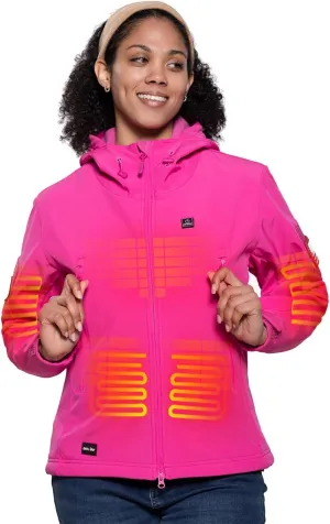 DEWBU Heated Jacket for Women with 12V Battery Pack Winter Outdoor Soft Shell Electric Heating Coat
