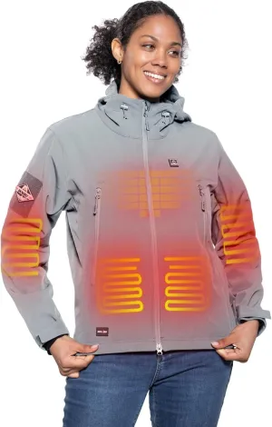 DEWBU Heated Jacket for Women with 12V Battery Pack Winter Outdoor Soft Shell Electric Heating Coat