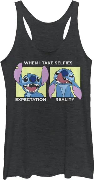 Disney Women's Lilo Stitch Selfie Tri-Blend Racerback Layering Tank