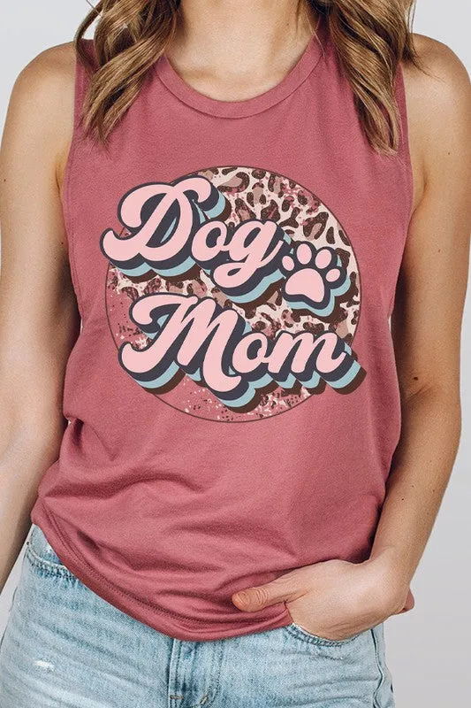 Dog Mama Leopard Circle Tank Top