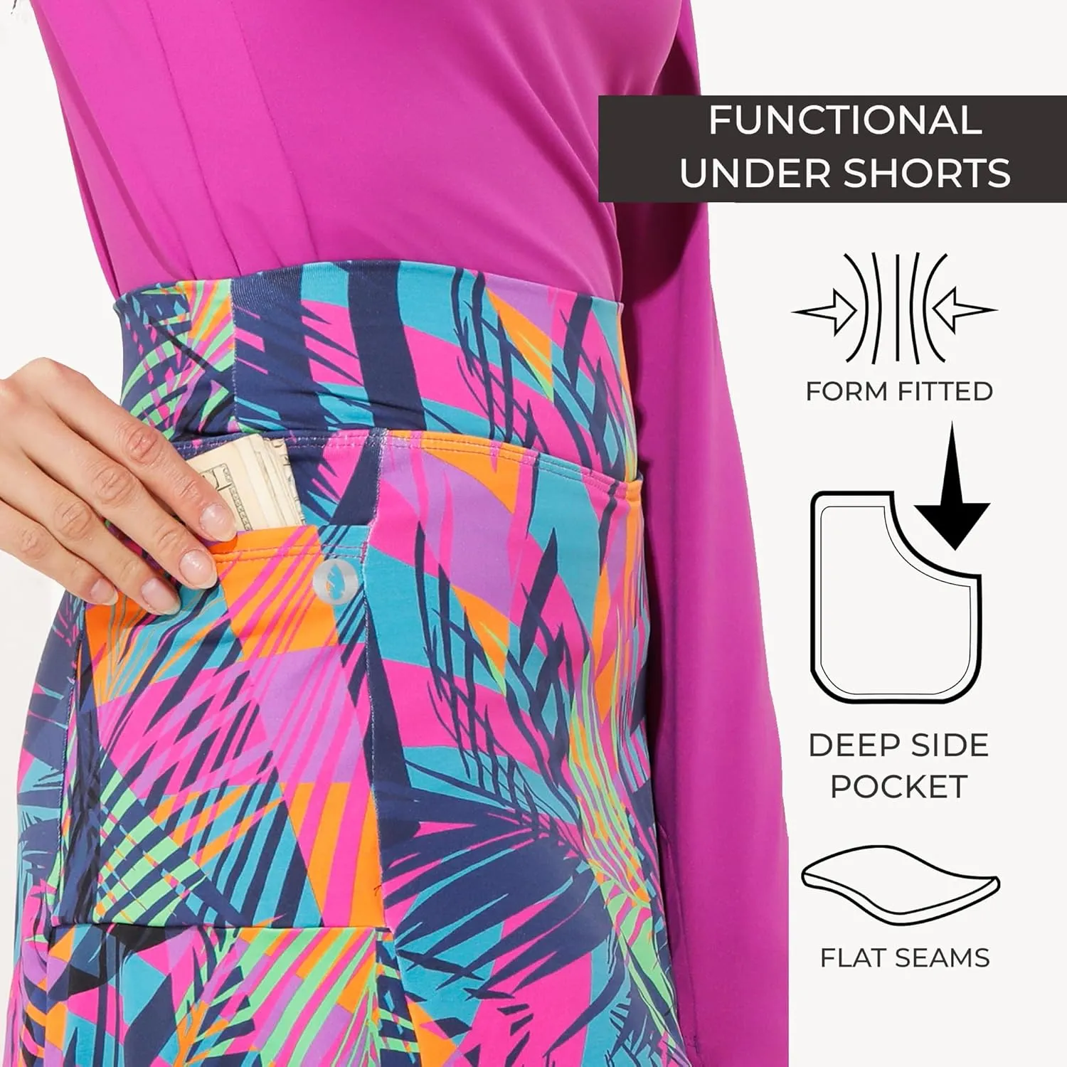 Dona Jo Par Skirt/Skort for Women: Athletic High-Waisted Tennis & Golf Activewear, Lightweight & Breathable 4-Way Stretch