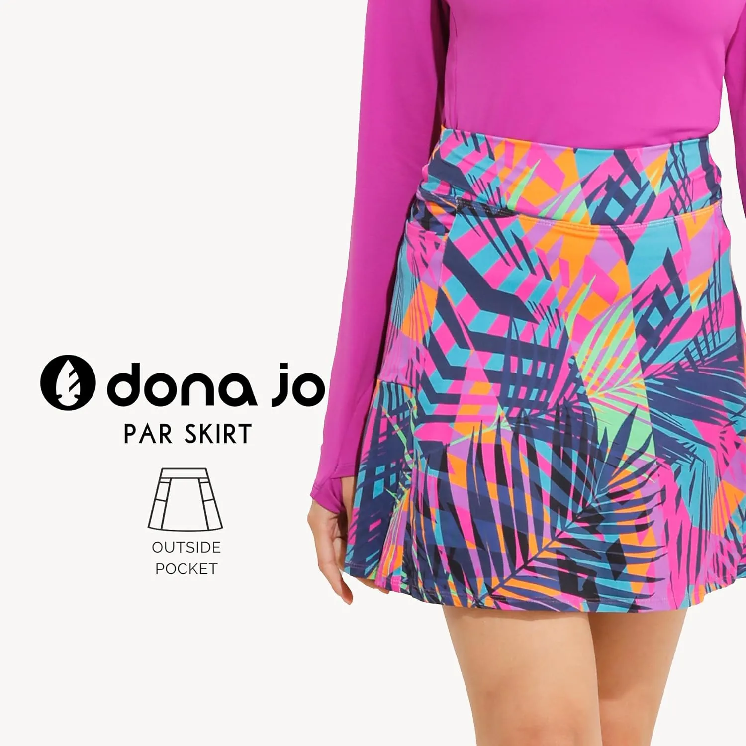 Dona Jo Par Skirt/Skort for Women: Athletic High-Waisted Tennis & Golf Activewear, Lightweight & Breathable 4-Way Stretch