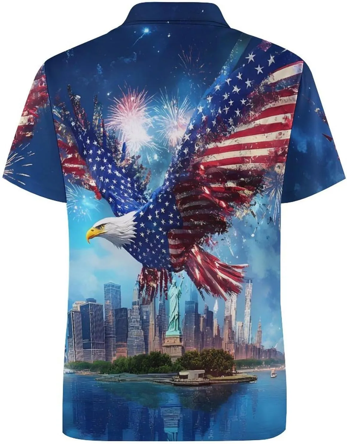 Ea-gles New York City Slim Fit Men's Short Sleeve Polo Shirts Quick-Dry Breathable Golf T-Shirt Tops