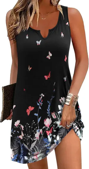 Ekouaer Women's Tank Nightgown V Neck Sleepshirts Soft Sleeveless Chemise Nightdress S-XXL