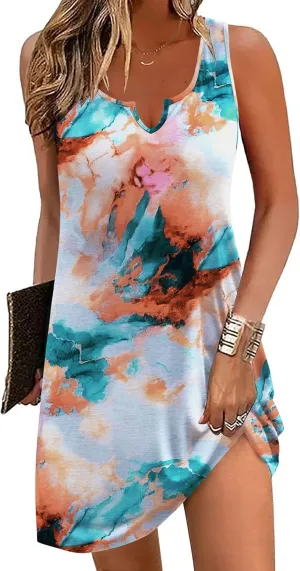 Ekouaer Women's Tank Nightgown V Neck Sleepshirts Soft Sleeveless Chemise Nightdress S-XXL