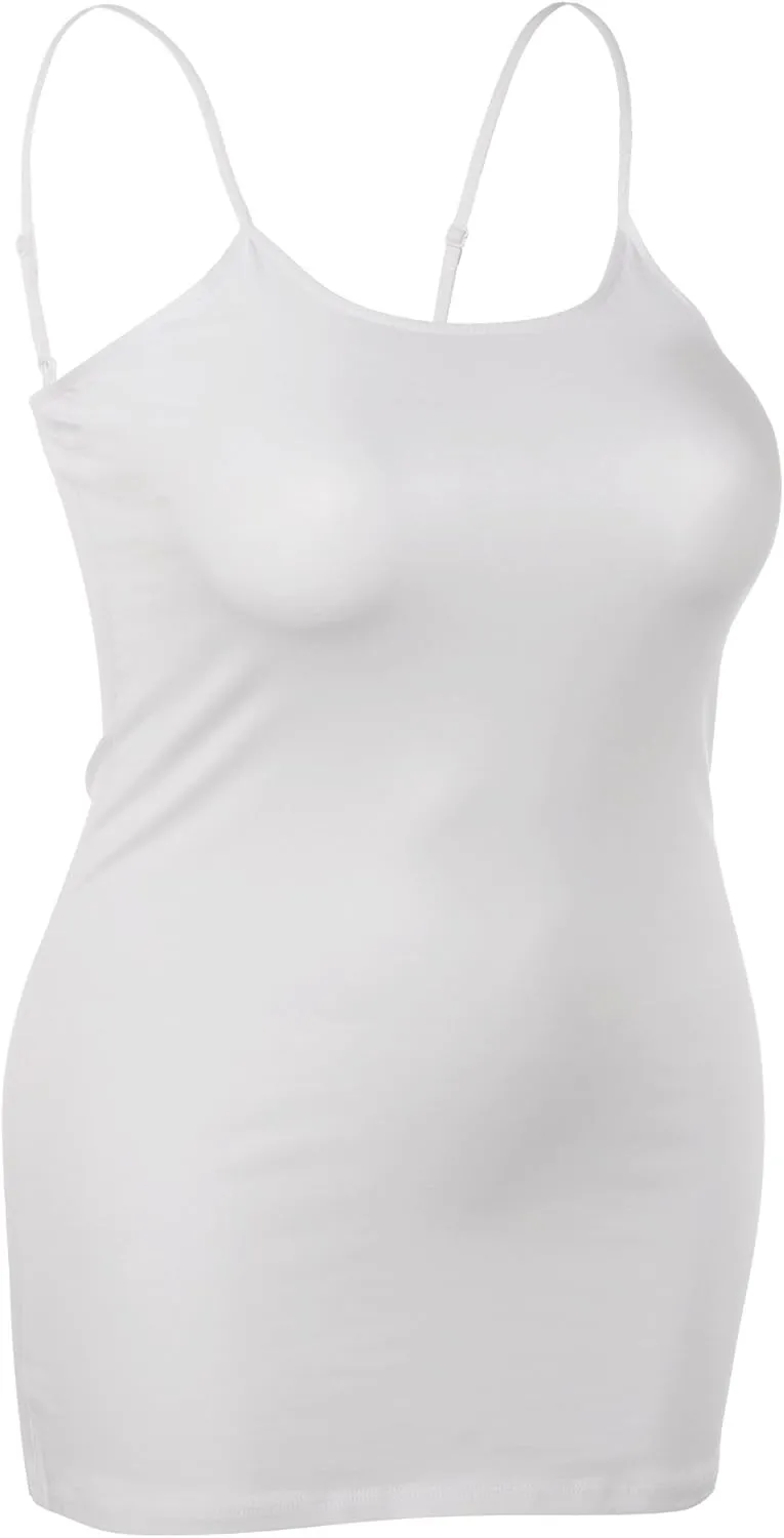 Emmalise Women's Basic Casual Long Camisole Adjustable Strap Cami Layering Top