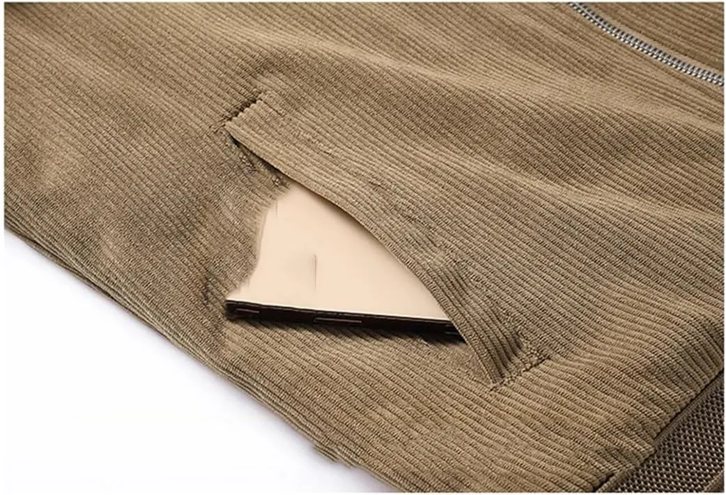 ERFMFKL MenS Cotton Jacket Winter Padded Jacket Male Fleece Lamb Wool Coat Corduroy Velour Casual Top