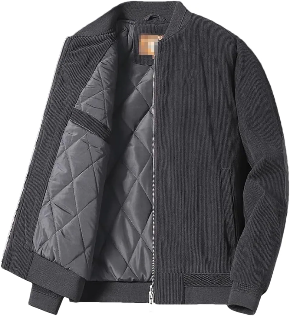 ERFMFKL MenS Cotton Jacket Winter Padded Jacket Male Fleece Lamb Wool Coat Corduroy Velour Casual Top