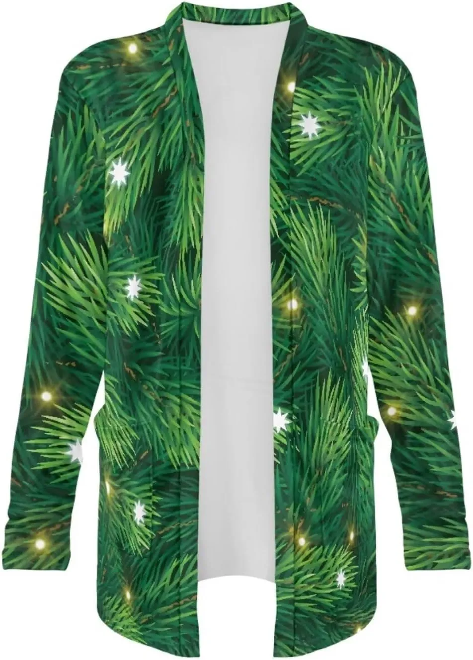 Fall Maple Leaf Cardigan Sweaters for Women Long Sleeve Cardigan Soft Drape Open Front Dusters V-Neck Jackets Dressy