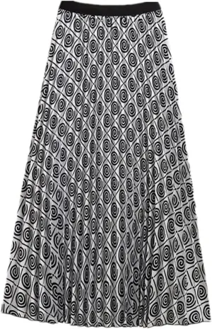 Fashion Summer Pleated Skirt Women's Printed High Waist Elastic Midi Skirt