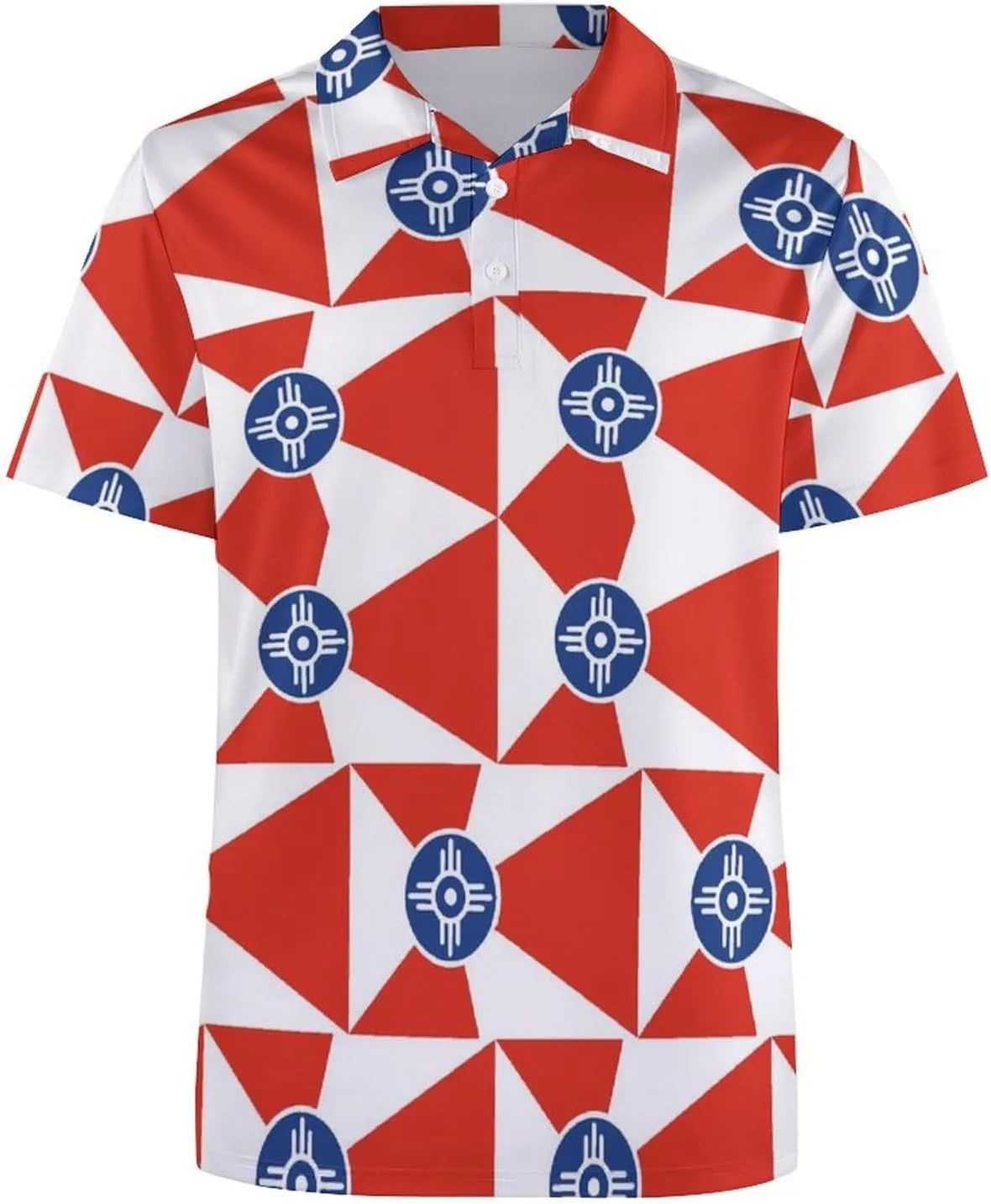 Flag of Wichita Kansas Slim Fit Men's Short Sleeve Polo Shirts Quick-Dry Breathable Golf T-Shirt Tops
